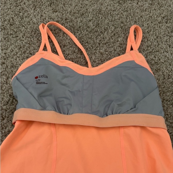 Zella TankTop Women Small Coral Orange Active Sports Halter Stretch Built In Bra - Picture 4 of 4